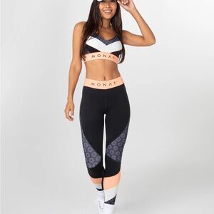 Monat Black and Orange Women's Leggings